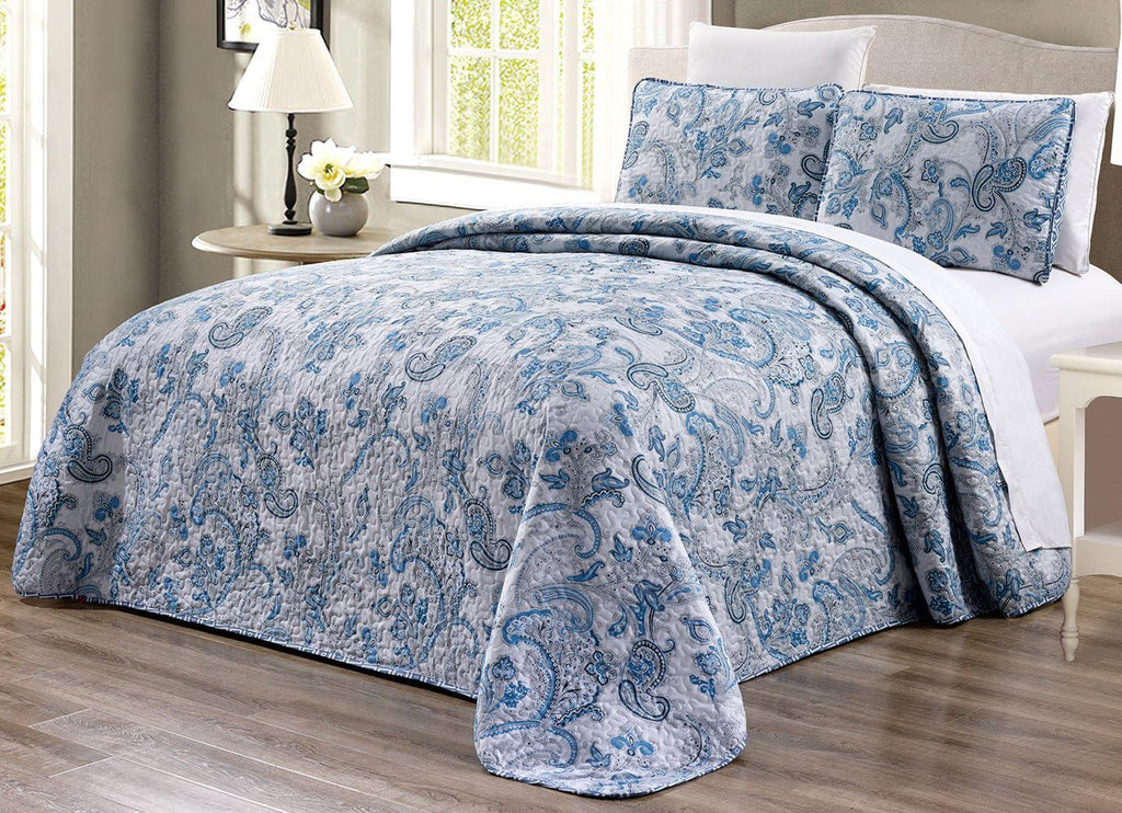 3-Piece Oversize Tropical Seashell Queen Bedspread Coverlet Set Aqua Blue Sand White Z675257