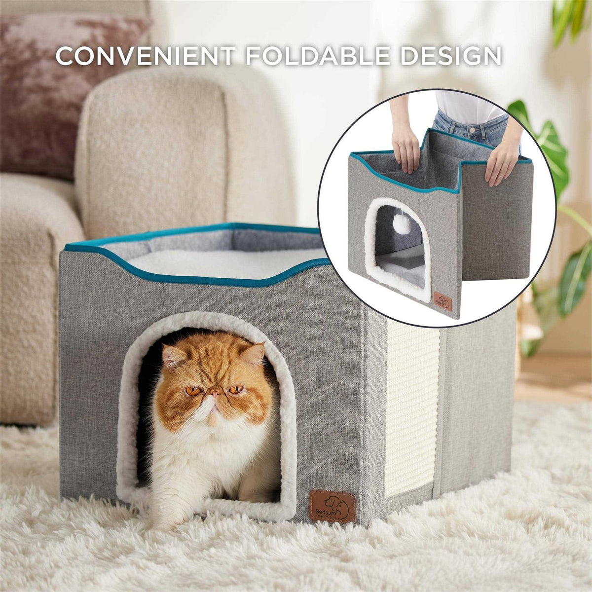 Large Cat Cave with Fluffy Ball and Scratch Pad J428435