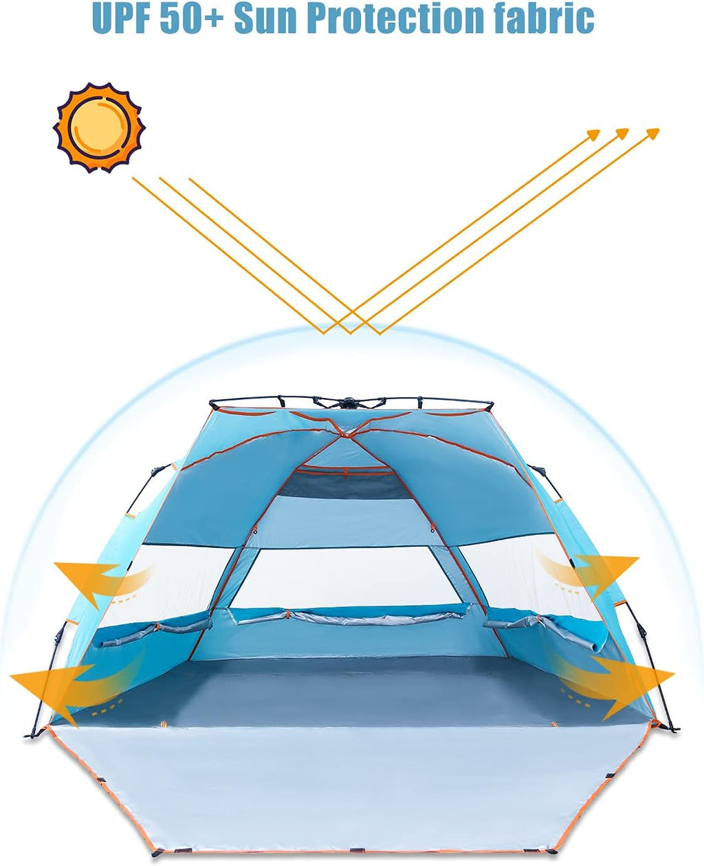 4 Person Portable Windproof UPF50+ Beach Tent with Carrying Bag S648