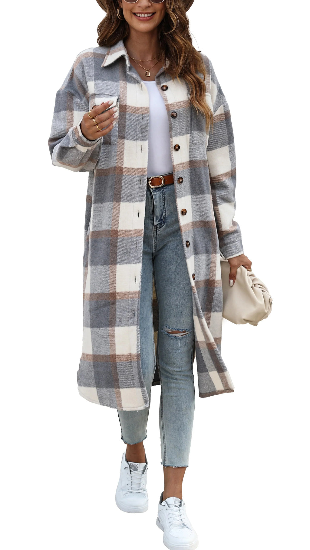 Flannel Button Up Plaid Shirt J8975