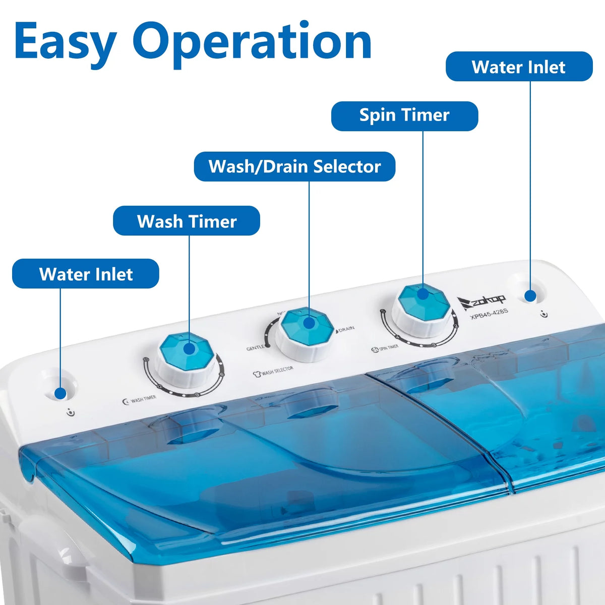 Portable 20lbs Twin Tub Compact Semi-automatic Washing Machine C682019