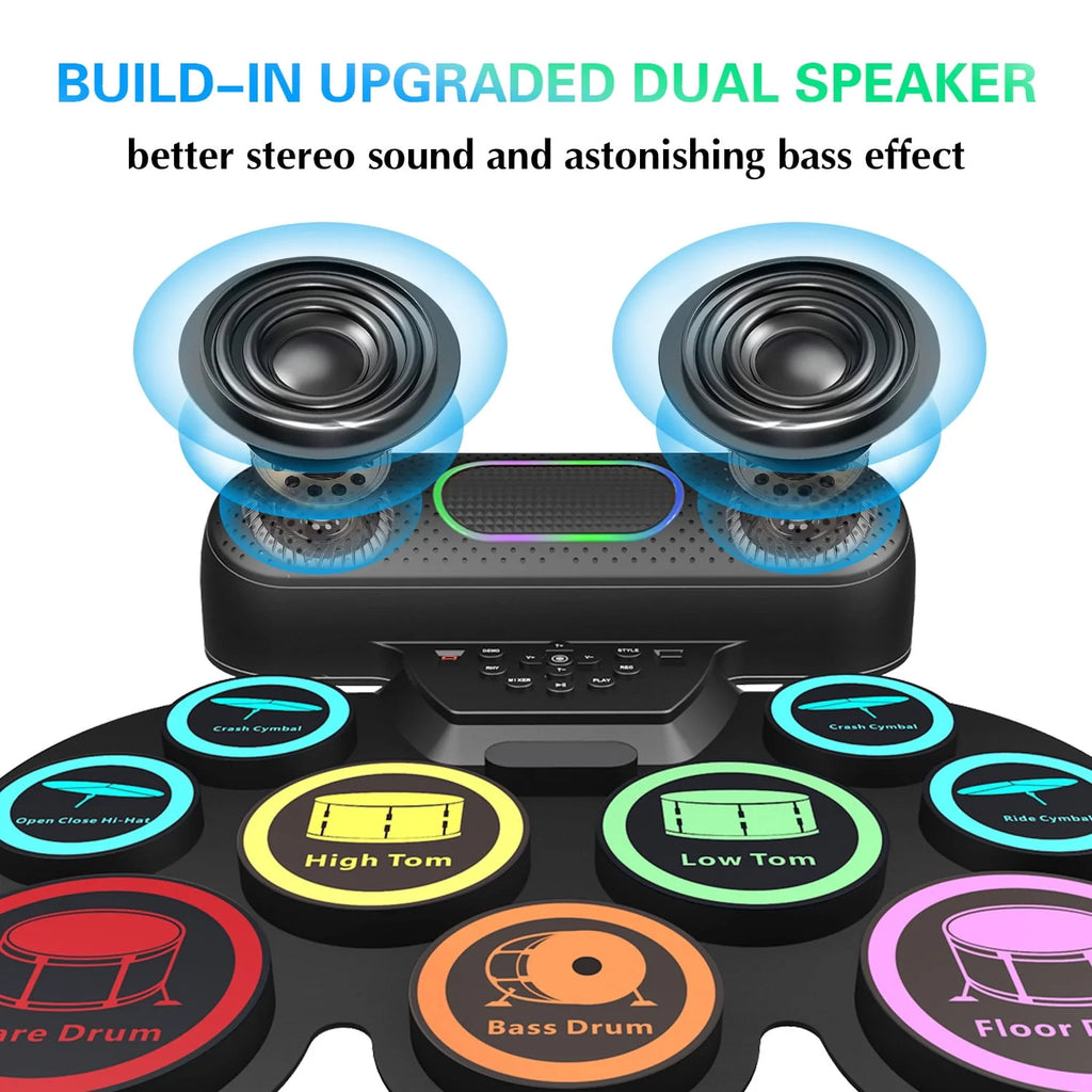 Electronic Drum Set 9 Pads Portable MIDI Roll-up Drum Kit I976968