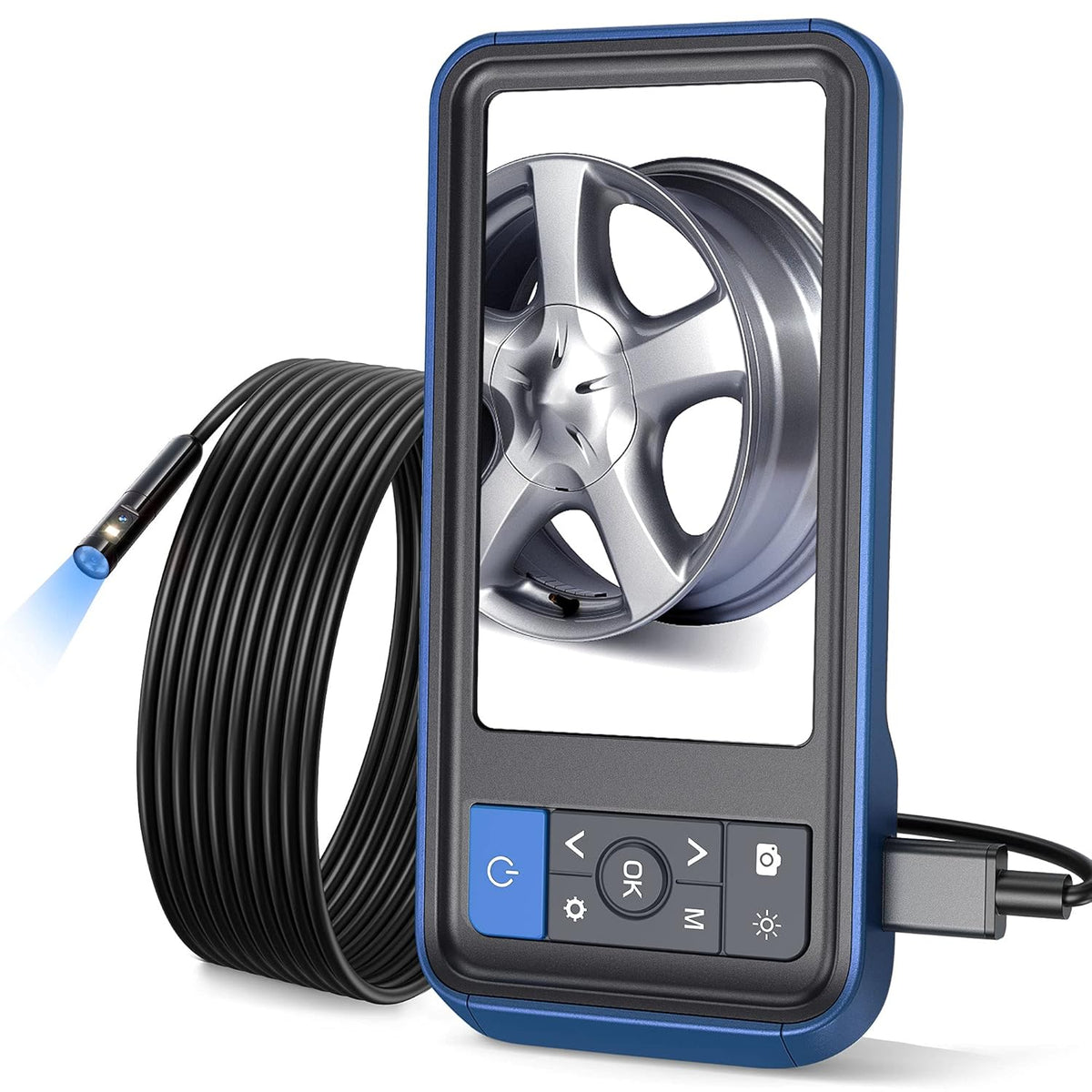 Dual Lens Borescope Inspection Camera with Light, HD 1080p Waterproof Endoscope, 16.4ft Flexible Cable I586
