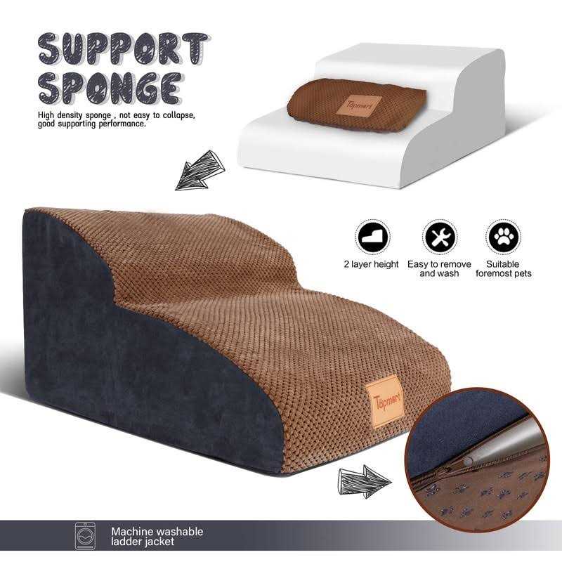 High Density Foam Dog Ramp & Steps 2 Tiers Non-Slip X1404