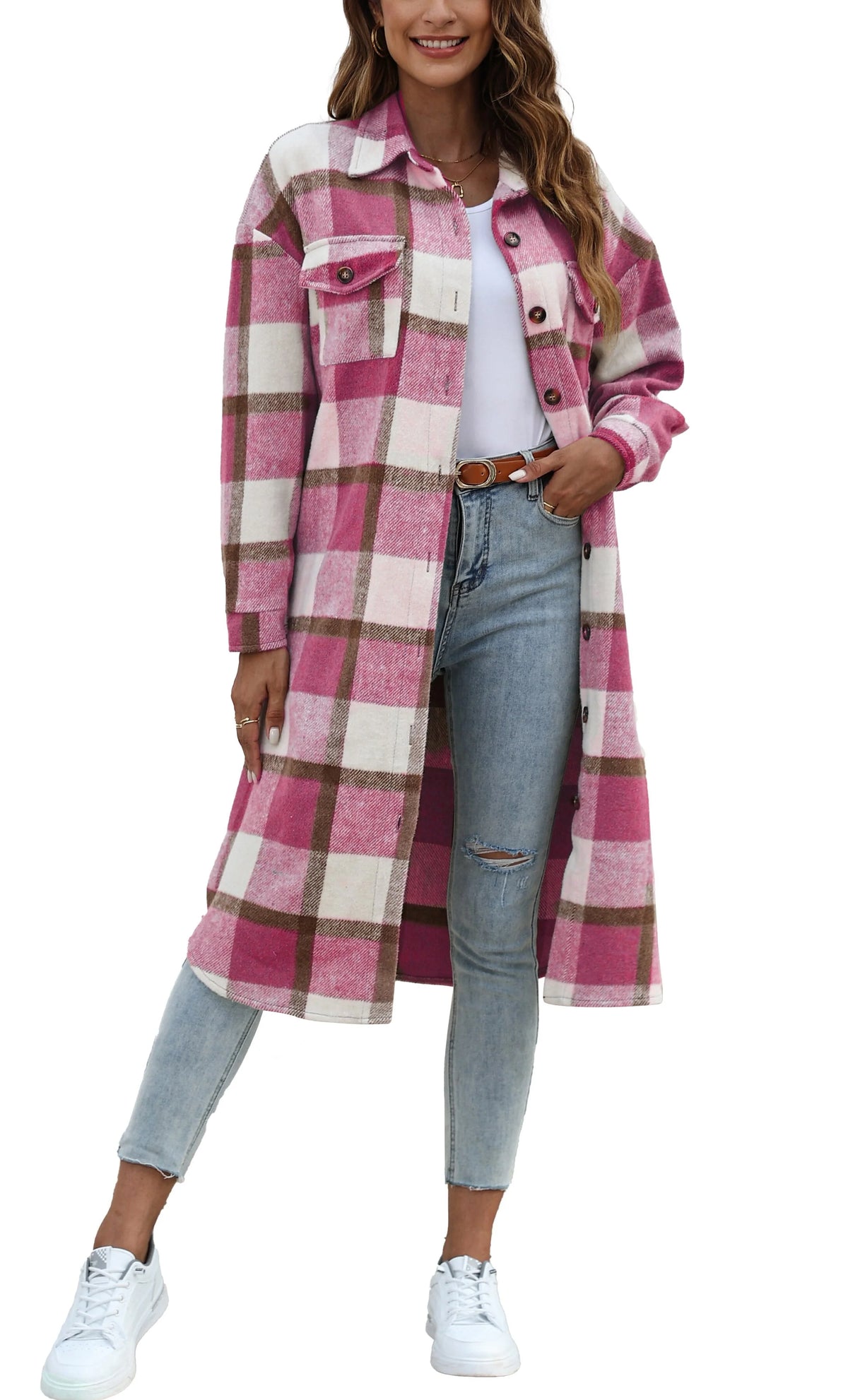 Flannel Button Up Plaid Shirt J8975