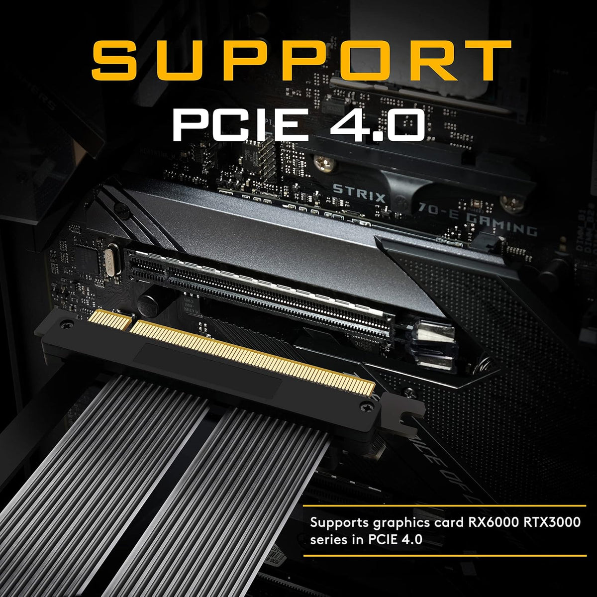 PCIE 4.0 16x Riser Cable GPU Extension Card Right Angle Connector E6253