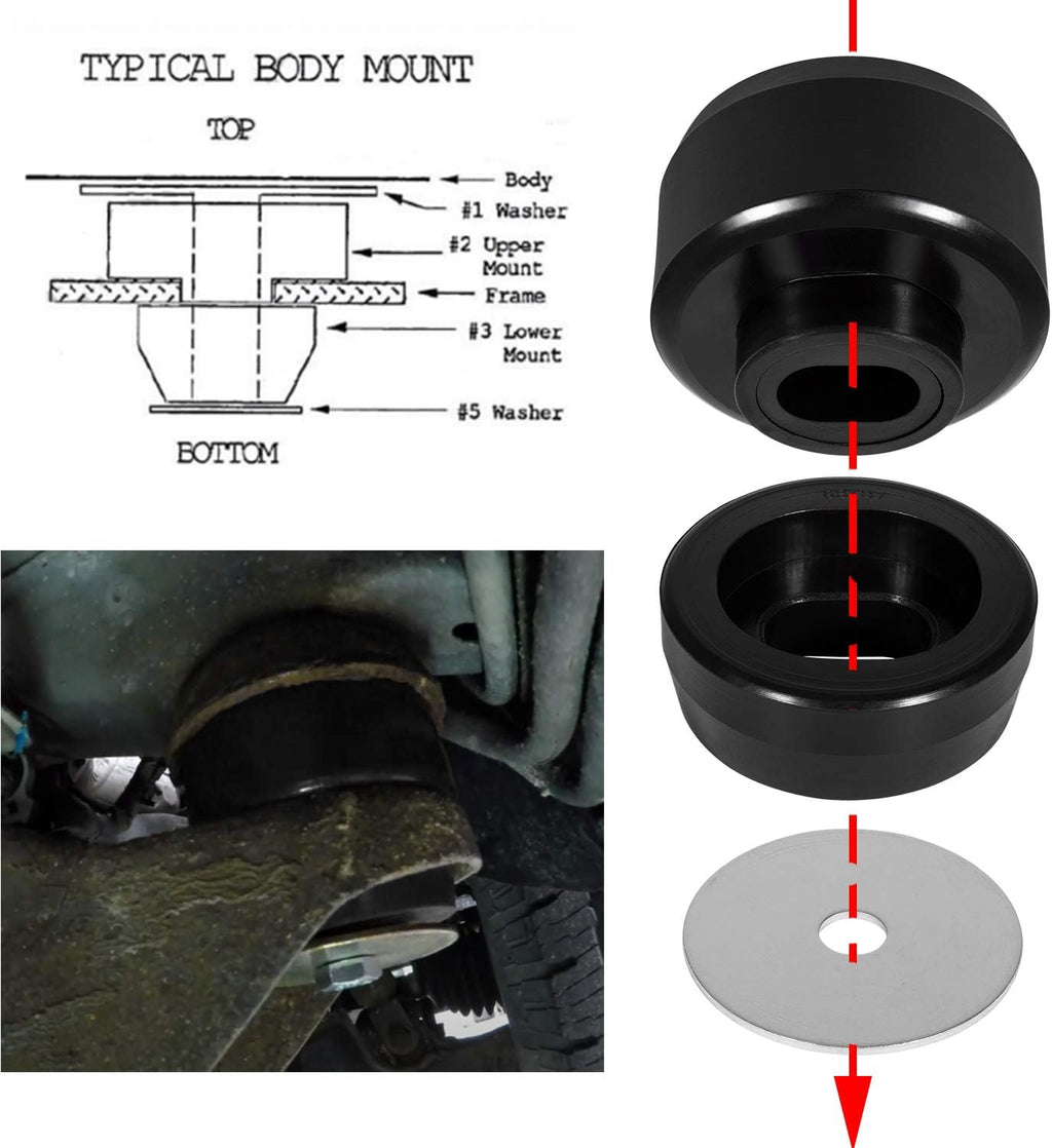 Black Polyurethane 24Pcs Body and Cab Mount Bushing Kit Q77044