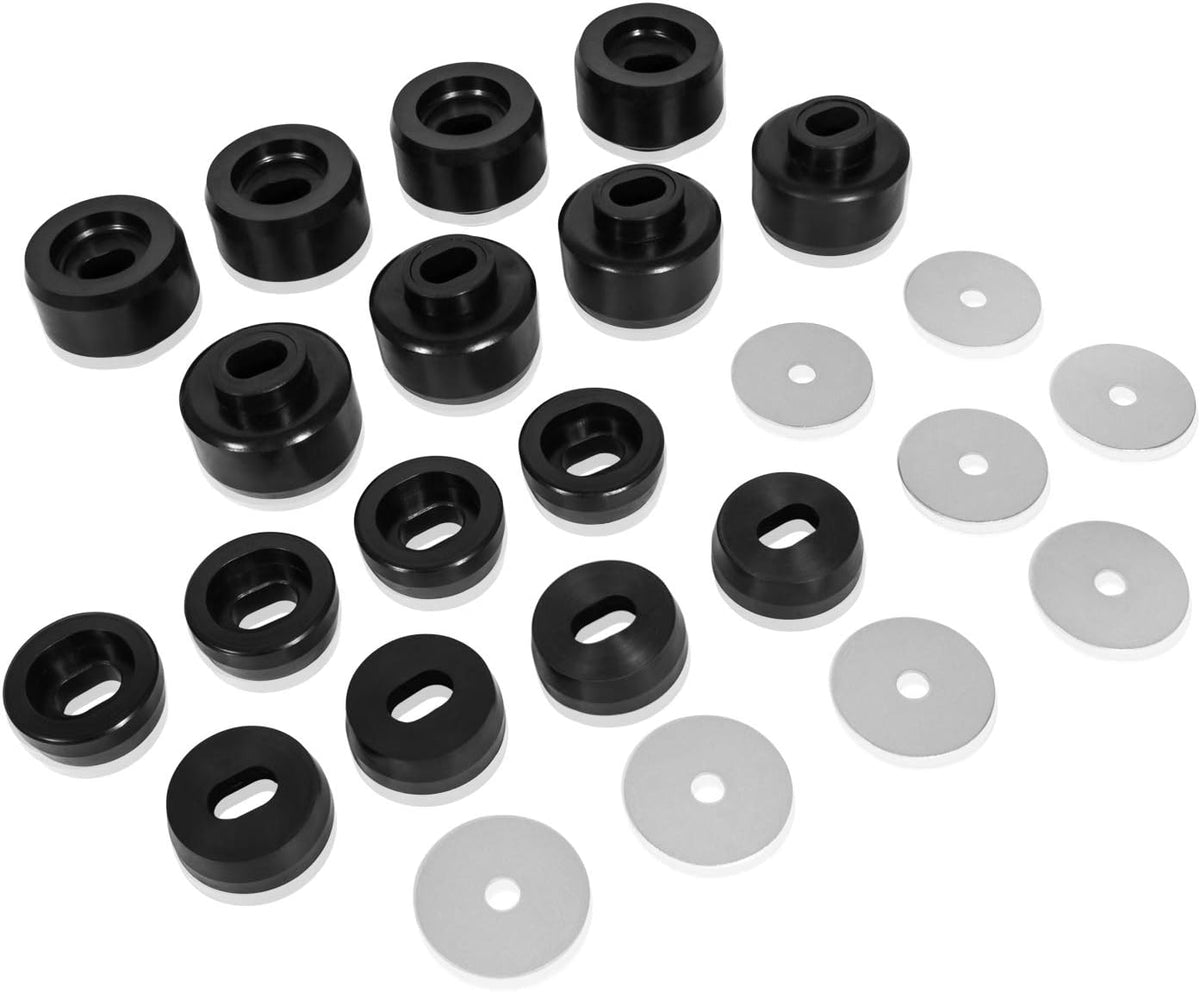 Black Polyurethane 24Pcs Body and Cab Mount Bushing Kit Q77044