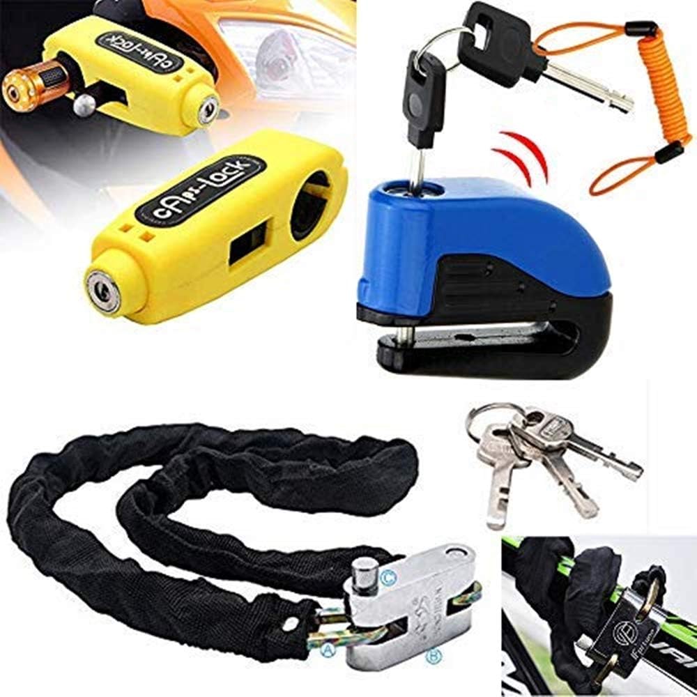 Alarm Disc Brake Lock and Motorcycle Handlebar Lock Set J7629