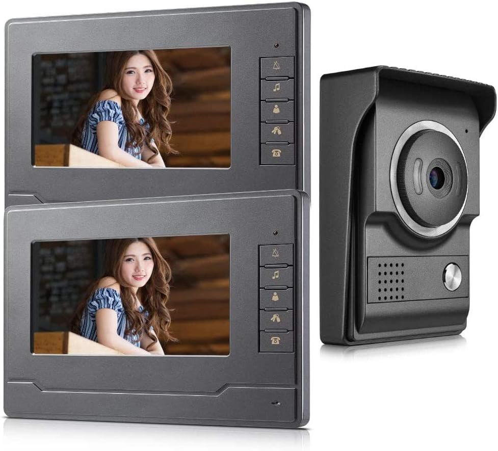 Wired Video Intercom Doorbell System 7 Inches LCD Monitor Door Phone Kit D351
