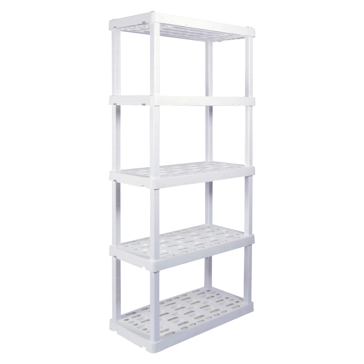 5 Shelf White Plastic Garage Shelves 750 lbs Capacity Z9353