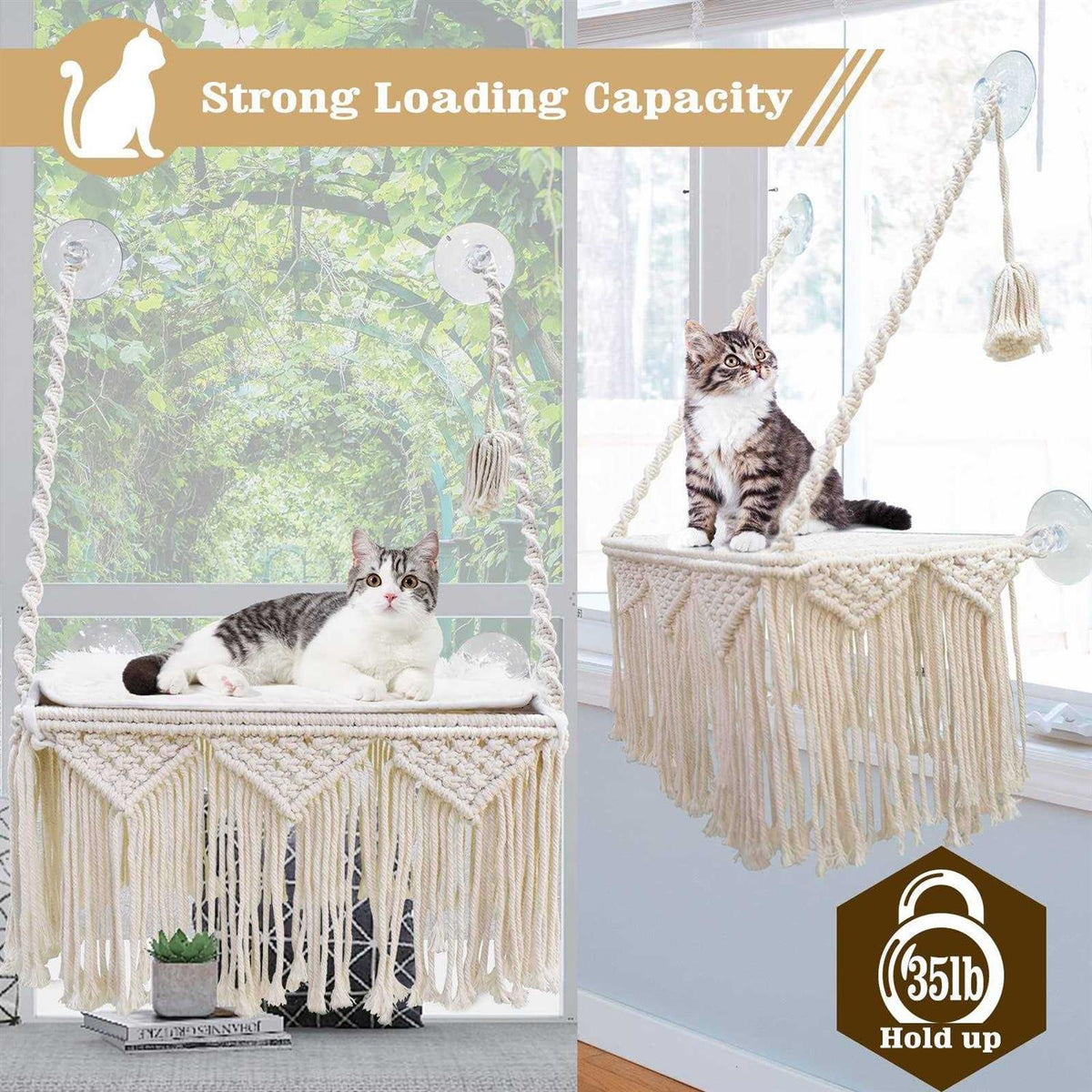 Macrame Cat Window Perch Hammock R363041
