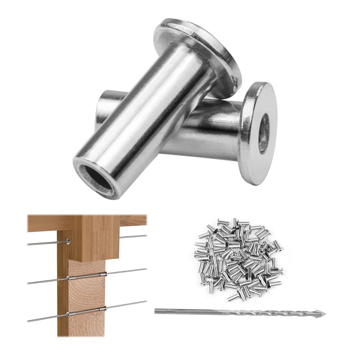 80 Pack Stainless Steel Cable Railing Kit for 1/8 Wire Rope T796