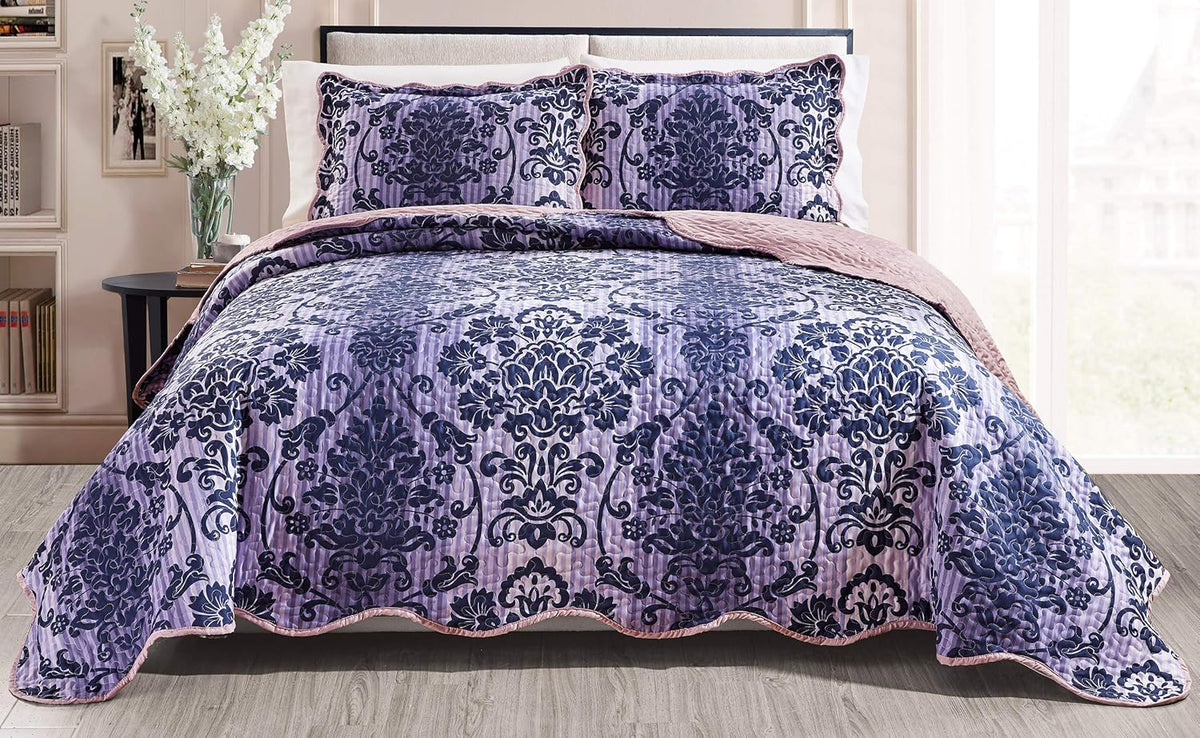 3-Piece Oversize Tropical Seashell Queen Bedspread Coverlet Set Aqua Blue Sand White Z675257