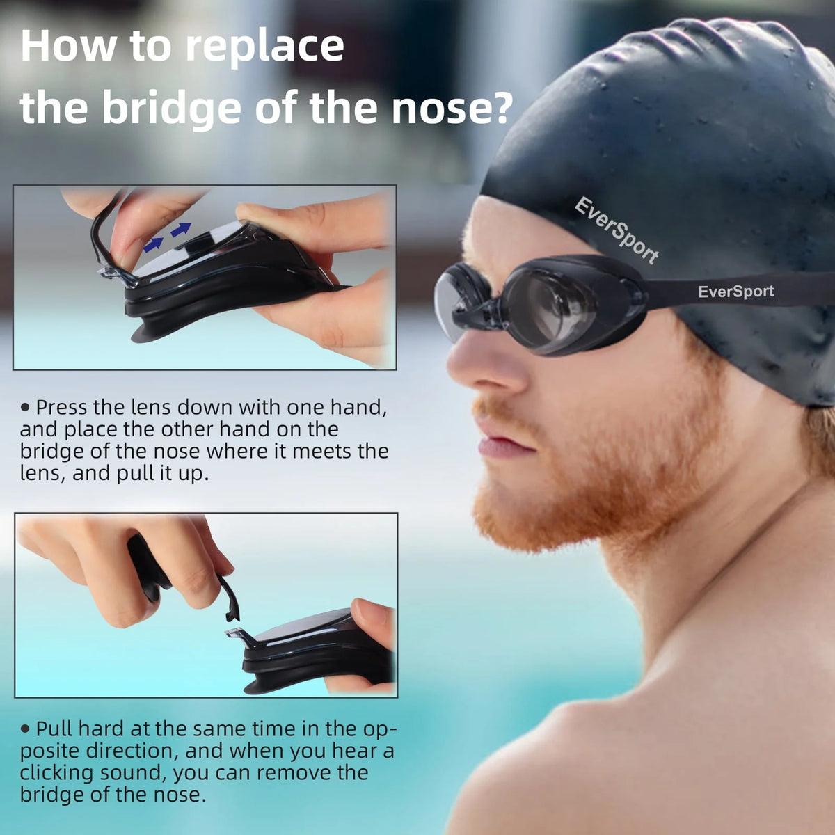 Adult Anti-Fog No Leak Swim Goggles with 3 Nose Pieces I777309