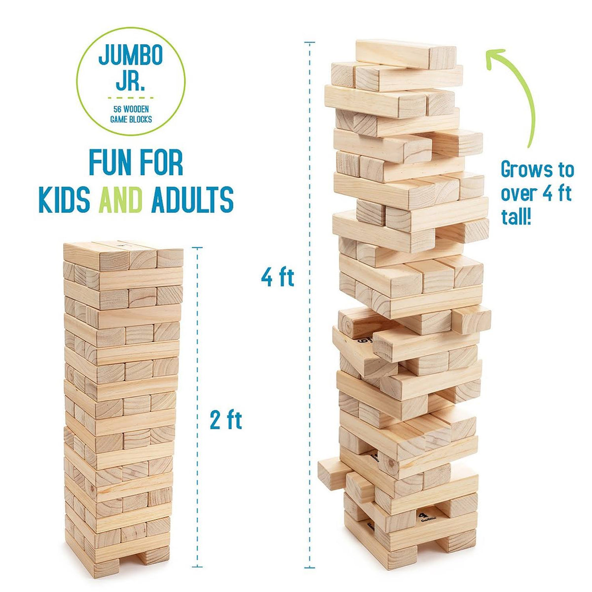 56 Pieces Pine Wood Tumbling Timber Blocks Floor Game with Carry Bag G241