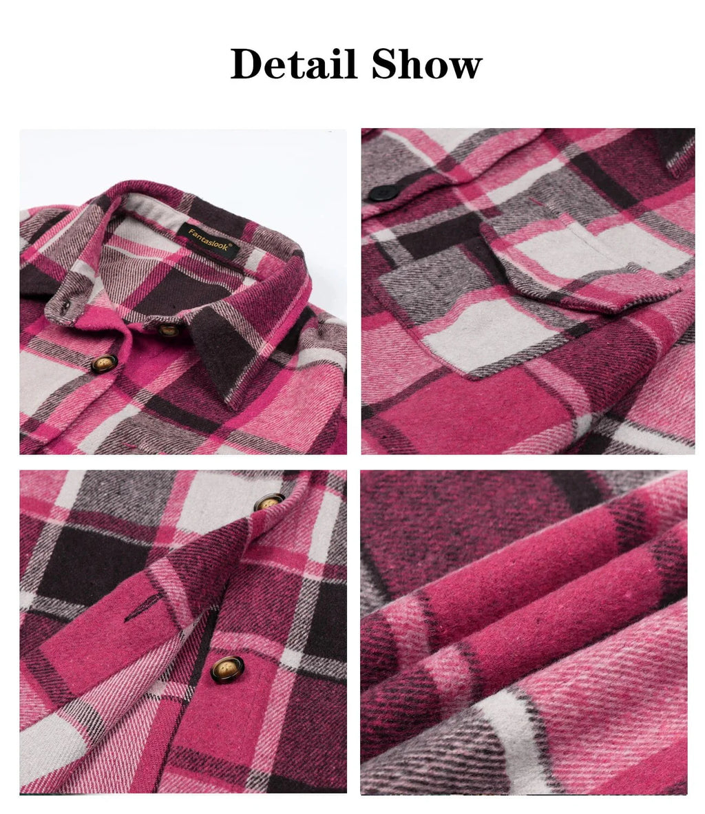 Flannel Button Up Plaid Shirt J8975
