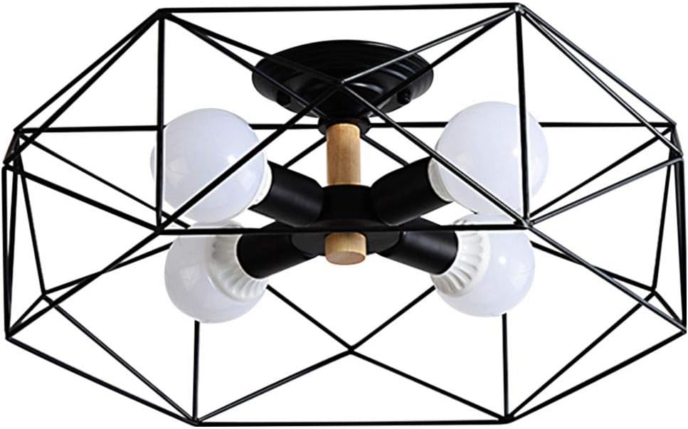 Gold 4-Light Metal Cage Semi Flush Mount Ceiling Light C439