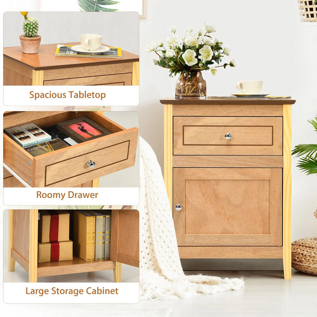 Natural Nightstand with Drawer G881518