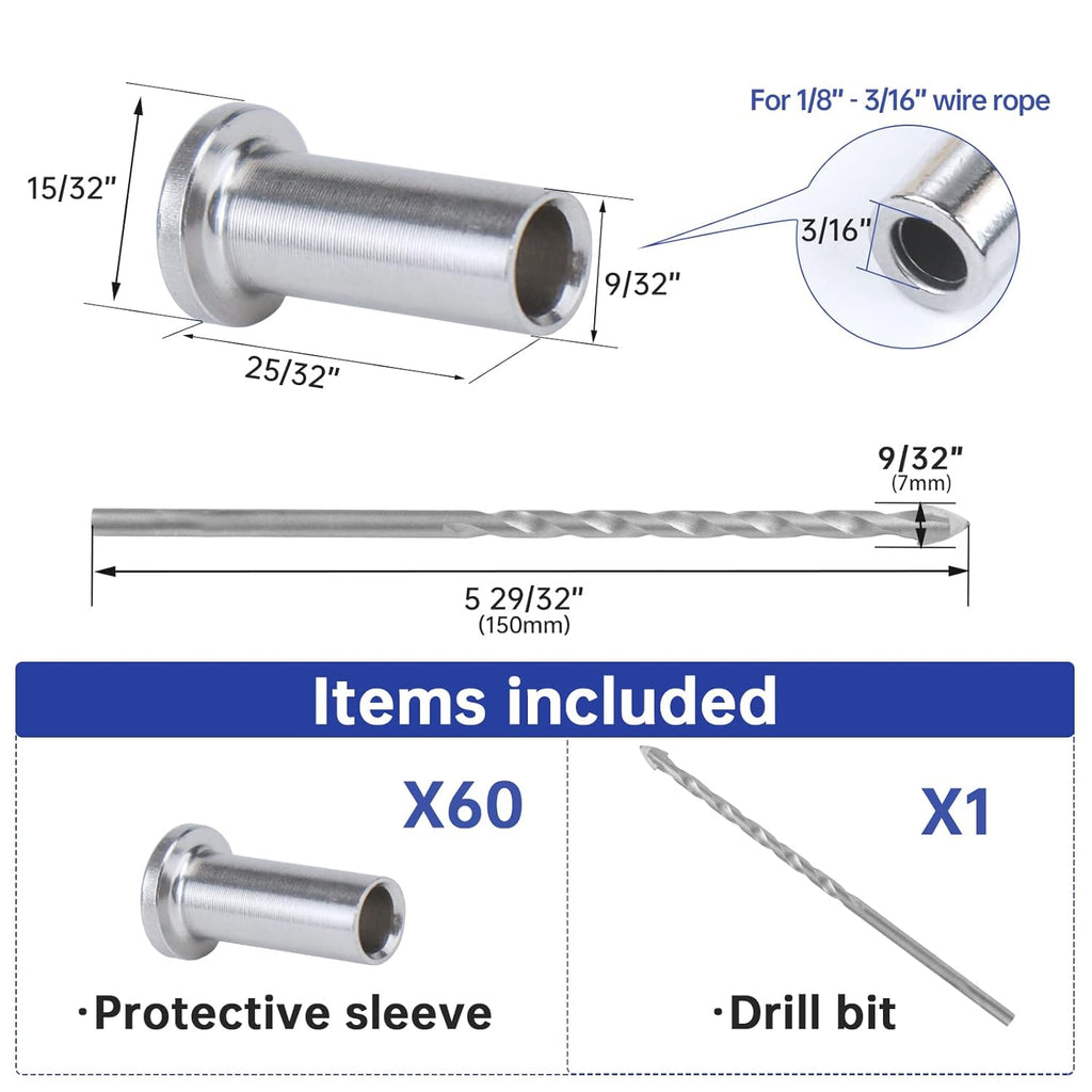 80 Pack Stainless Steel Cable Railing Kit for 1/8 Wire Rope T796