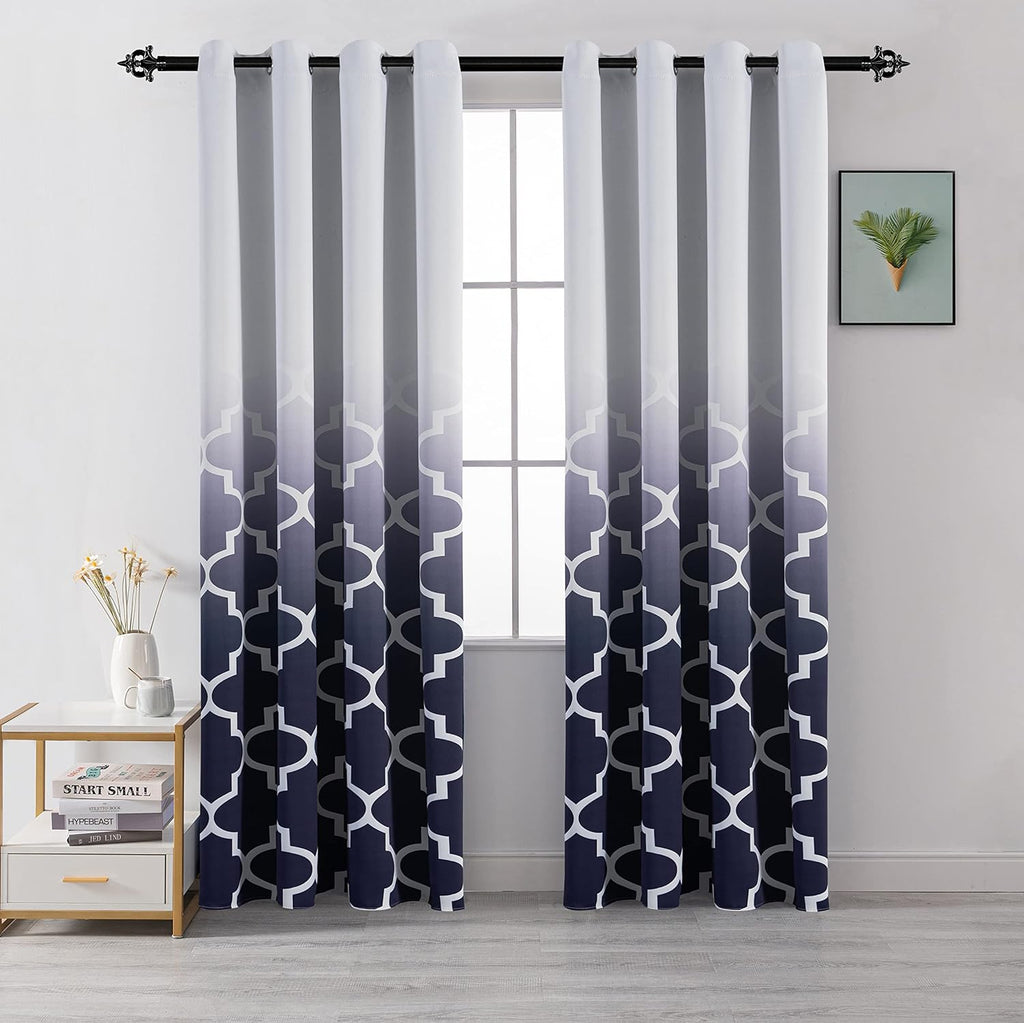 Grey 84 inch 2 Panels Gradient Color Curtains Z764681