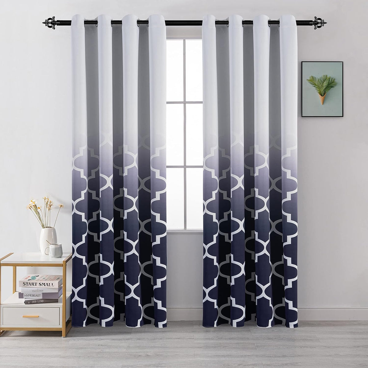 Grey 84 inch 2 Panels Gradient Color Curtains Z764681