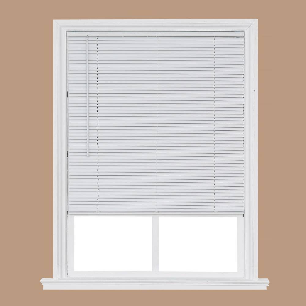 White Cordless Room Darkening Vinyl Mini Blind 59 in. W x 64 in. L Z972014