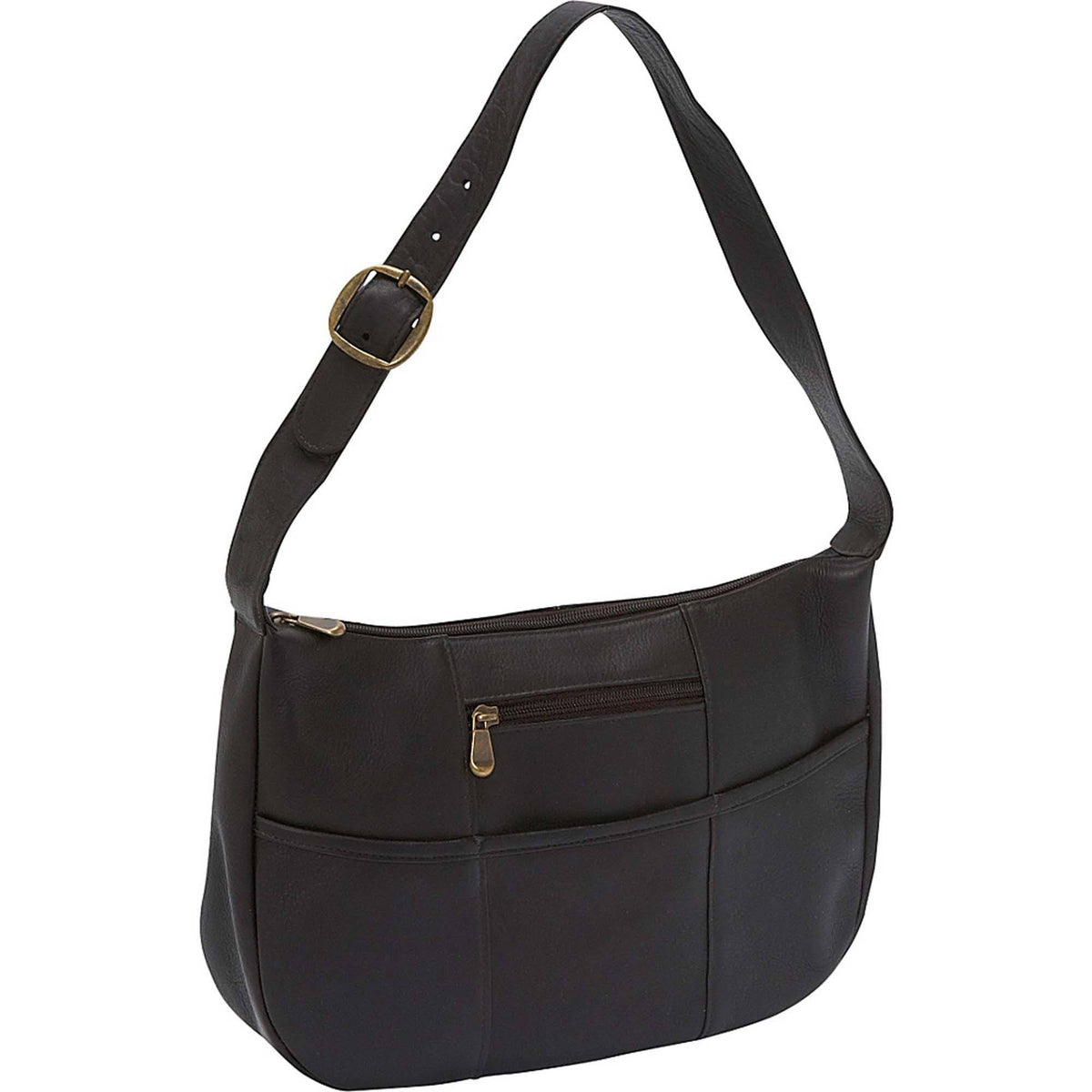 Black Leather Shoulder Bag A7404