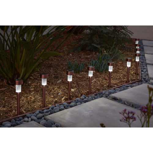10 in. Solar LED Copper Finish Pathway Lights, 10-Pack Q276479