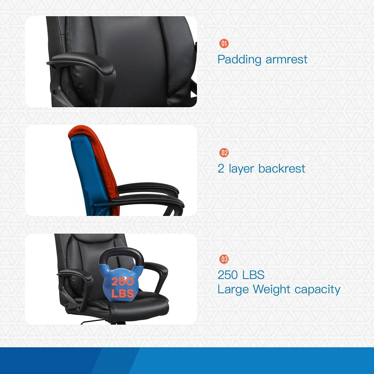 Black Ergonomic PU Leather Office Chair with Lumbar Support Q88597