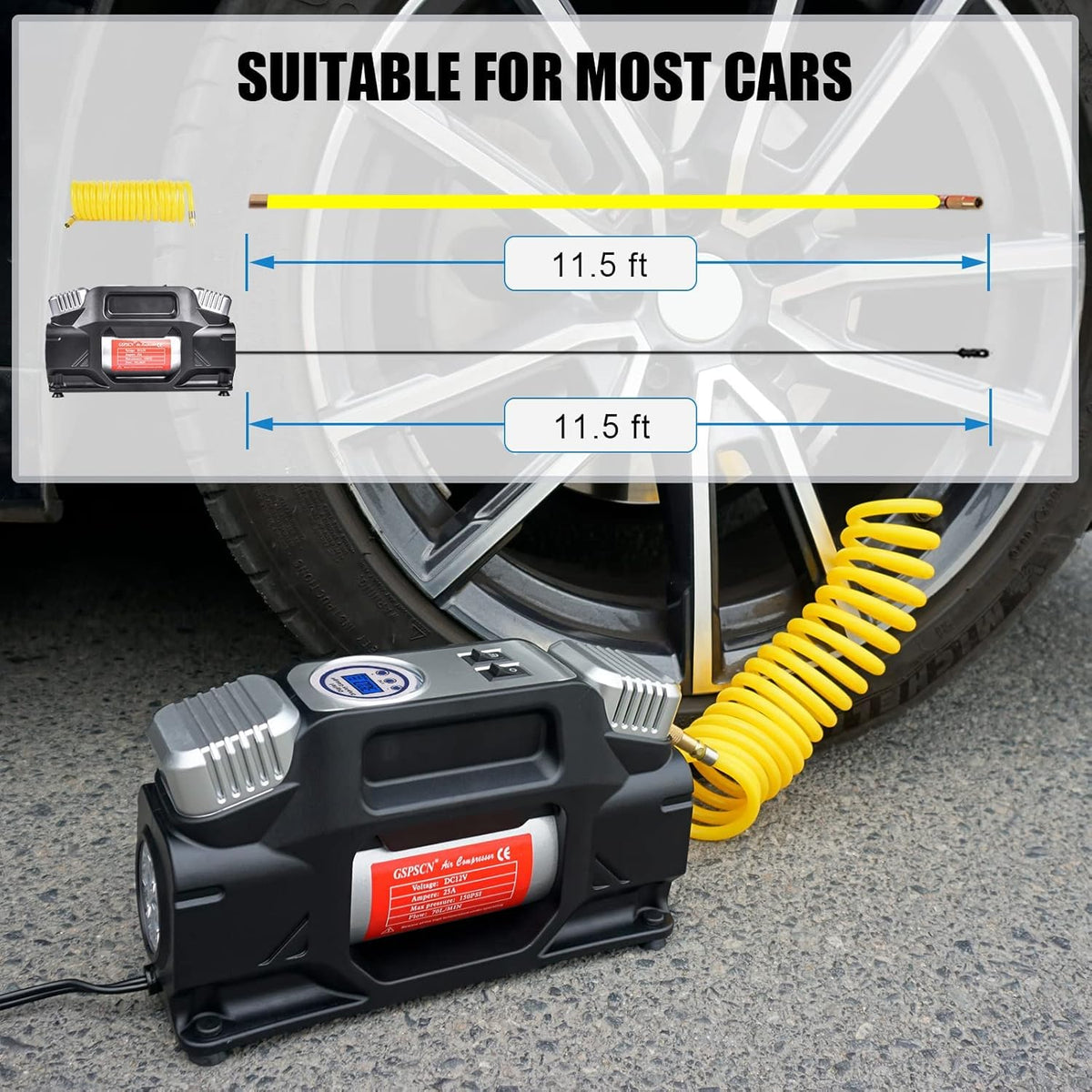 Portable Heavy Duty 12V Air Compressor Pump with Digital Gauge B868415