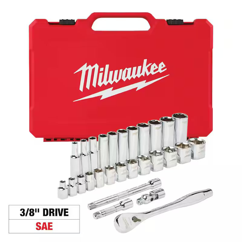 3/8 in. Drive SAE Ratchet and Socket Mechanics Tool Set (28-Piece) G98796