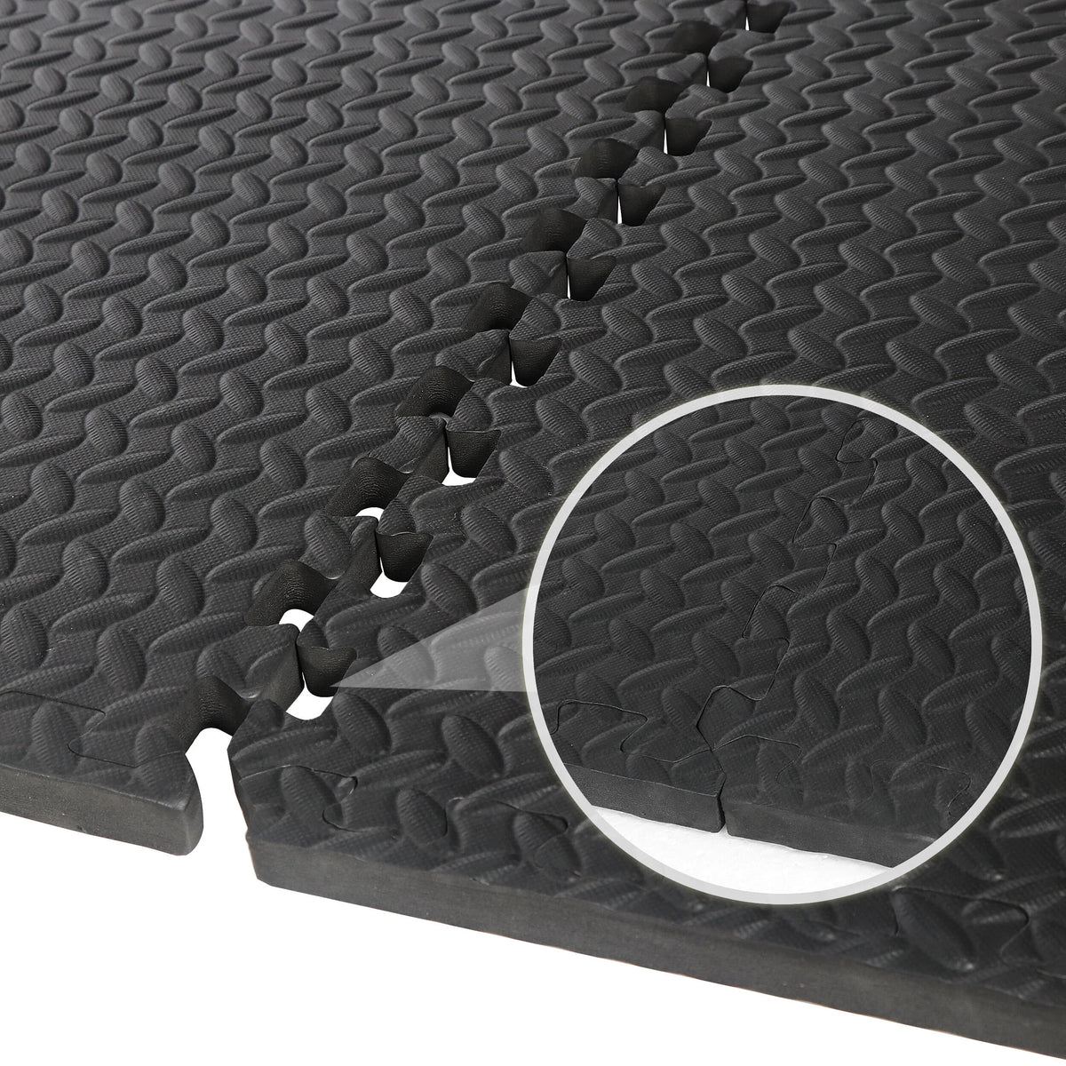 24 Pc Interlocking EVA Foam Tiles, 3/4'' Black Exercise Mat C676564