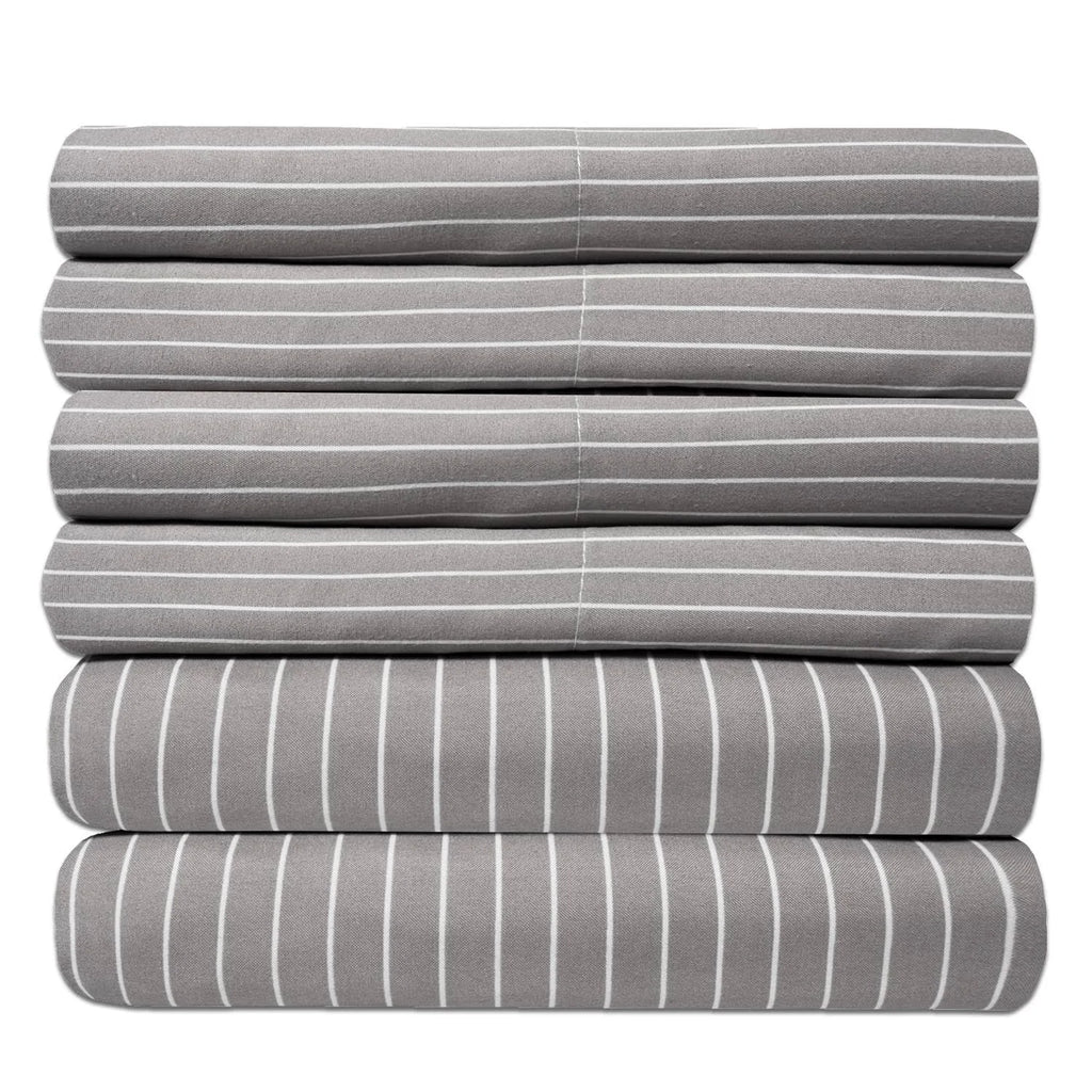 California King White Pinstripe Bed Sheet Set Q658