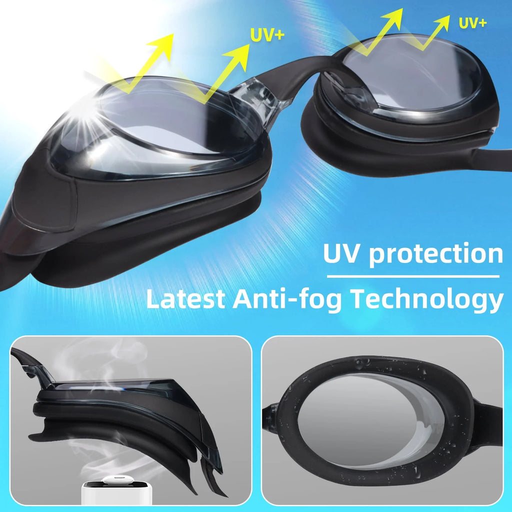 Adult Anti-Fog No Leak Swim Goggles with 3 Nose Pieces I777309