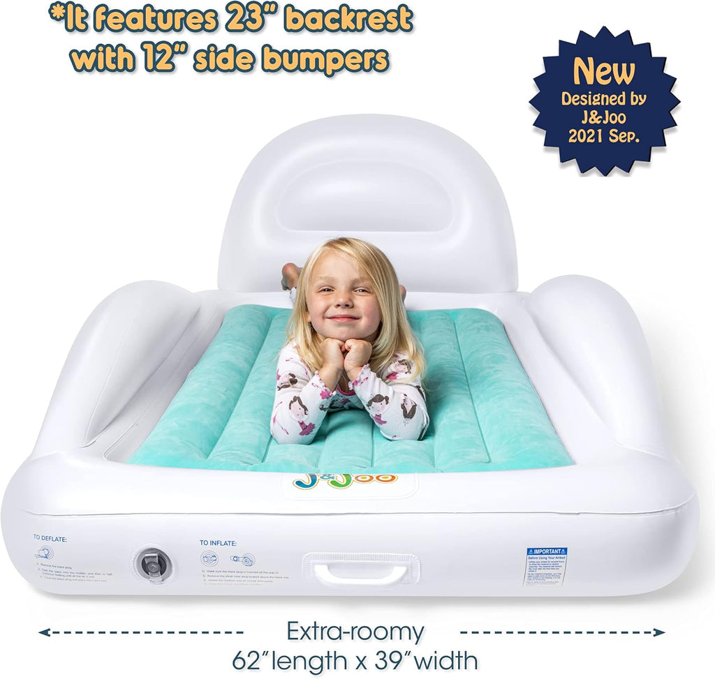 Inflatable Toddler Travel Bed with Safety Bumpers and Pump E7280