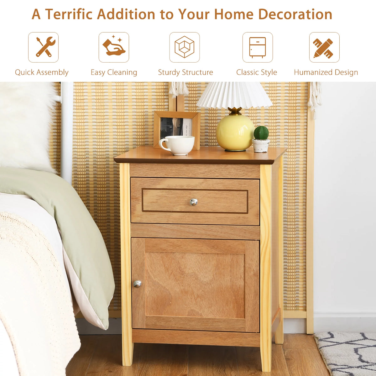 Natural Nightstand with Drawer G881518