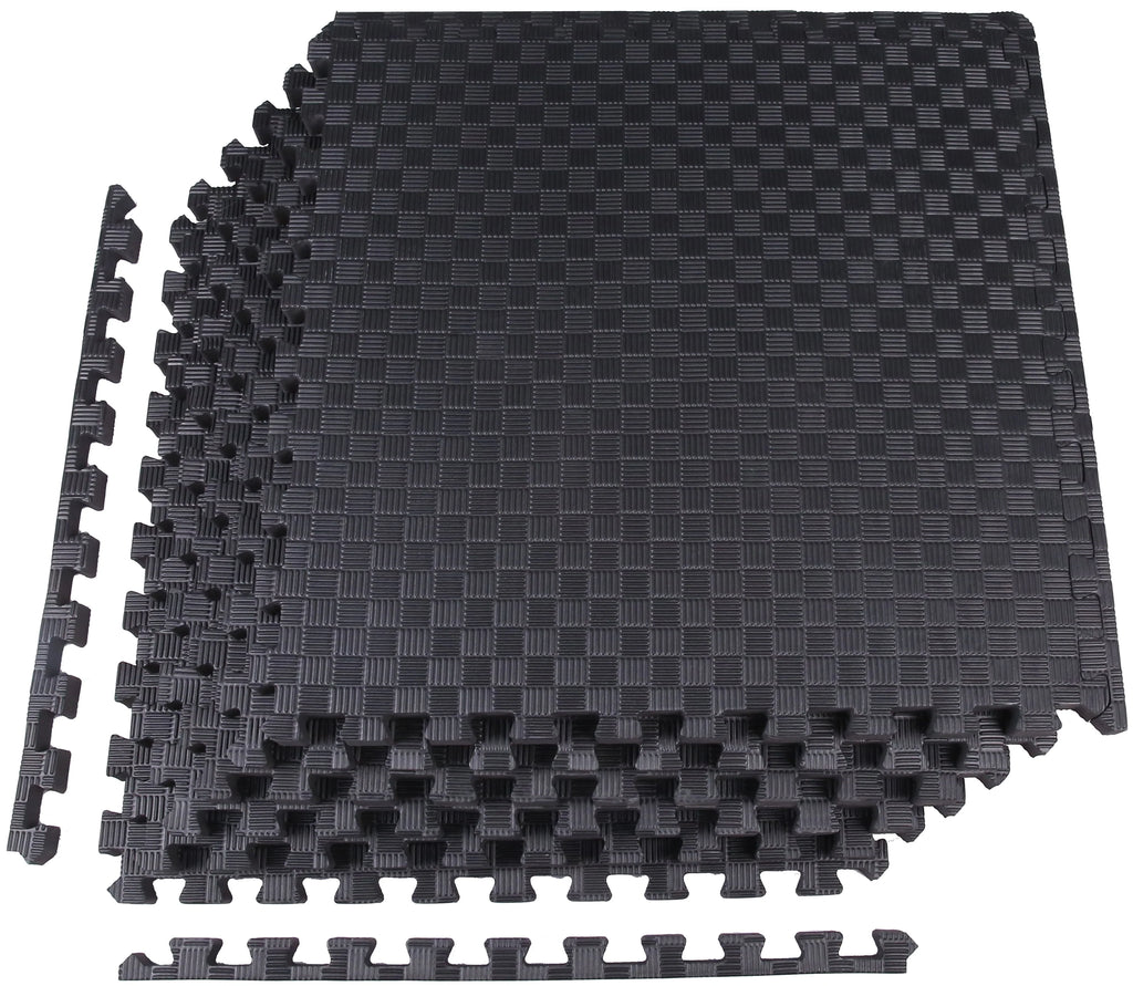 1 In. Thick EVA Foam Interlocking Exercise Mat, 18 Piece Black K2820
