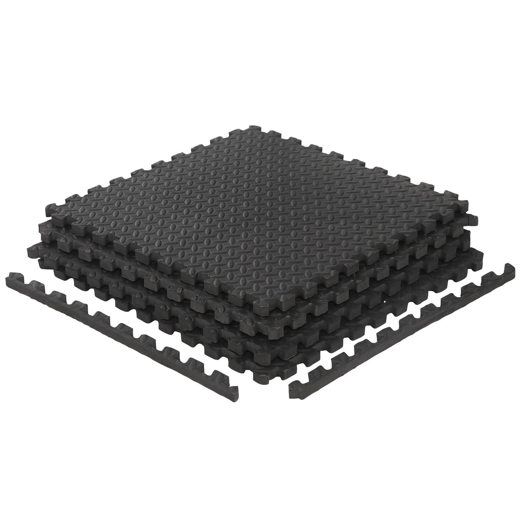 24 Pc Interlocking EVA Foam Tiles, 3/4'' Black Exercise Mat C676564