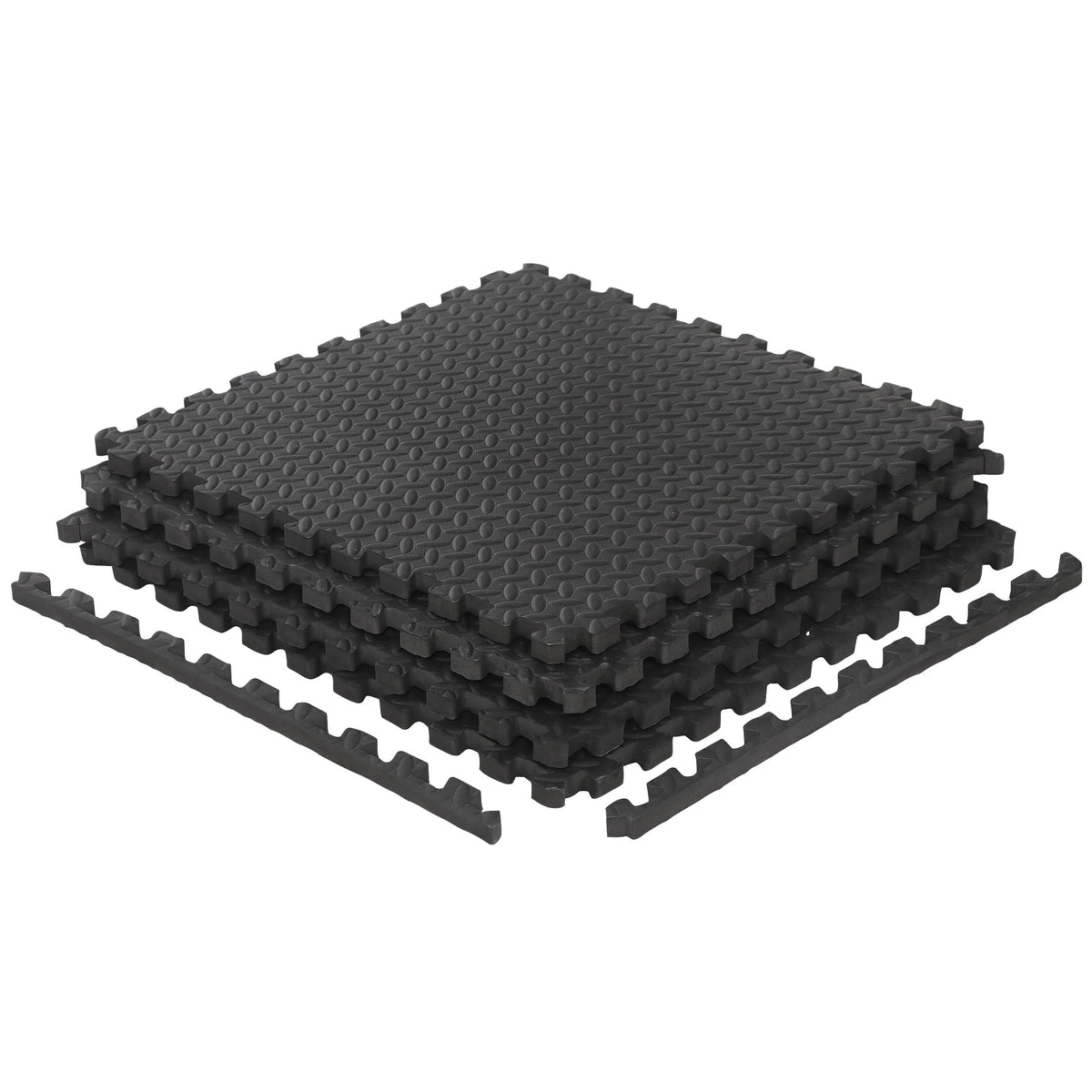 24 Pc Interlocking EVA Foam Tiles, 3/4'' Black Exercise Mat C676564