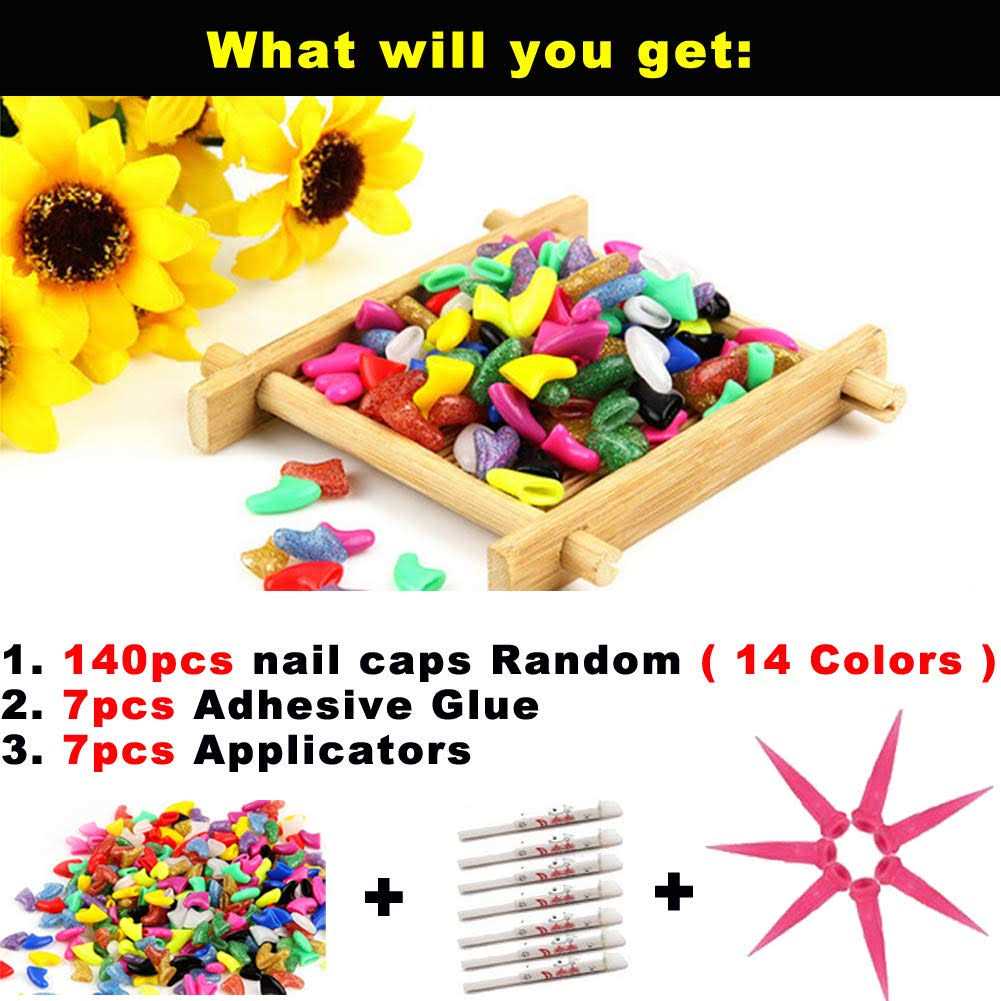 Cat Nail Caps with Glue and Applicators O981