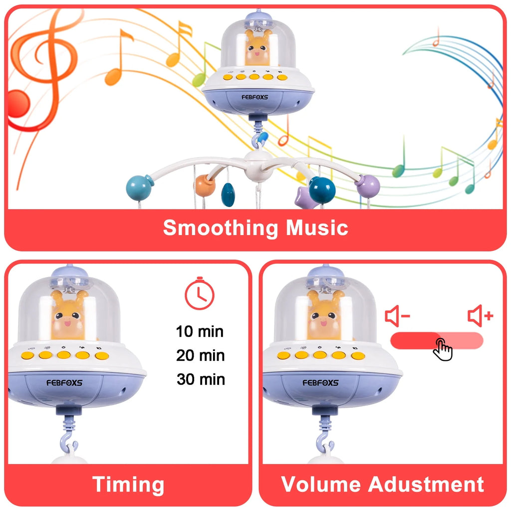 Baby Crib Mobile with Music Lights and Remote Control X90179