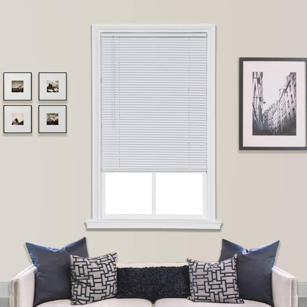 White Cordless Room Darkening Vinyl Mini Blind 59 in. W x 64 in. L Z972014