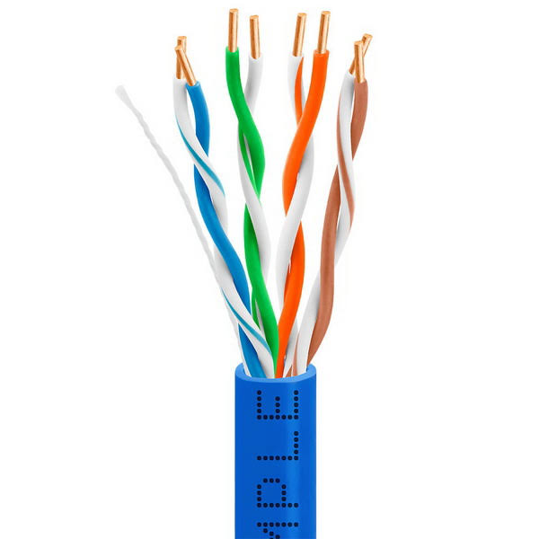 Cat-5e Bulk Cable 350MHz UTP 24AWG Bare Copper 1000ft Blue Y469402