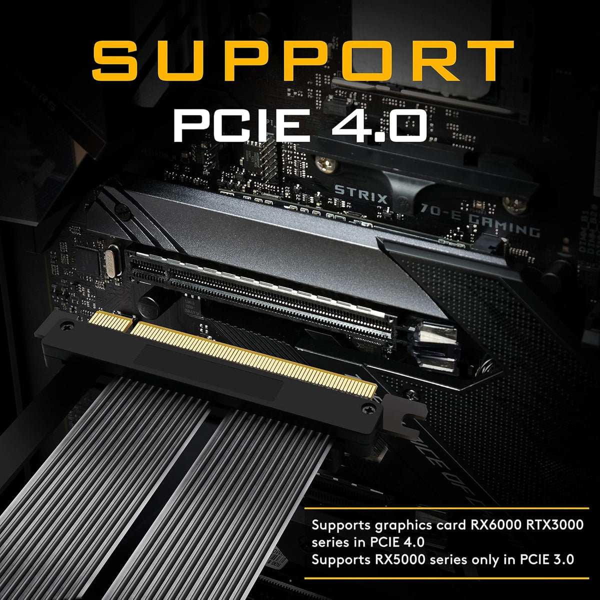 PCIE 4.0 16x Riser Cable GPU Extension Card Right Angle Connector E6253