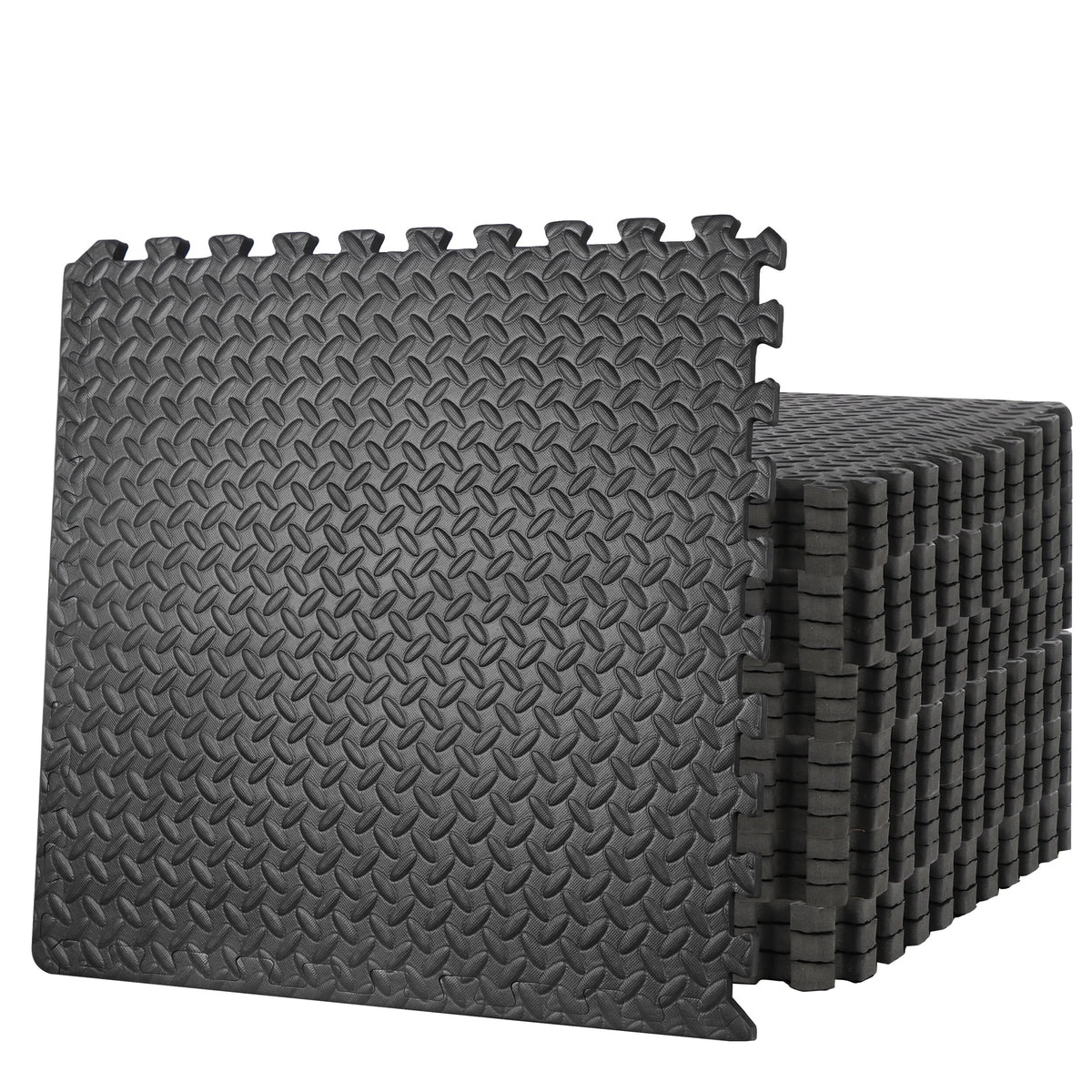 24 Pc Interlocking EVA Foam Tiles, 3/4'' Black Exercise Mat C676564