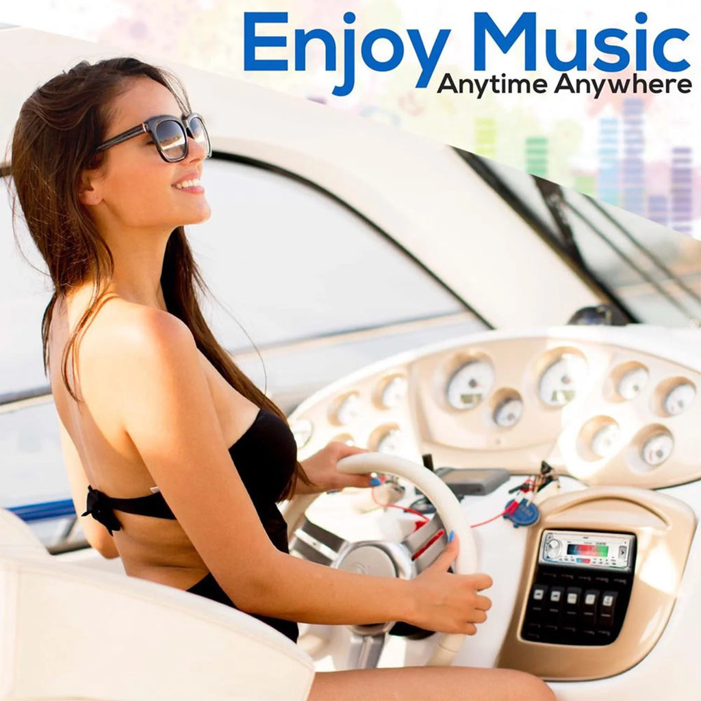 White Marine Receiver Stereo System with 5.25 Inch Speakers P34963