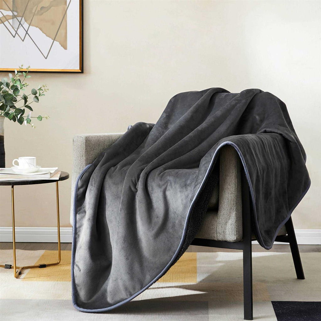 Grey Sherpa Waterproof Leakproof Dog Blanket B4215