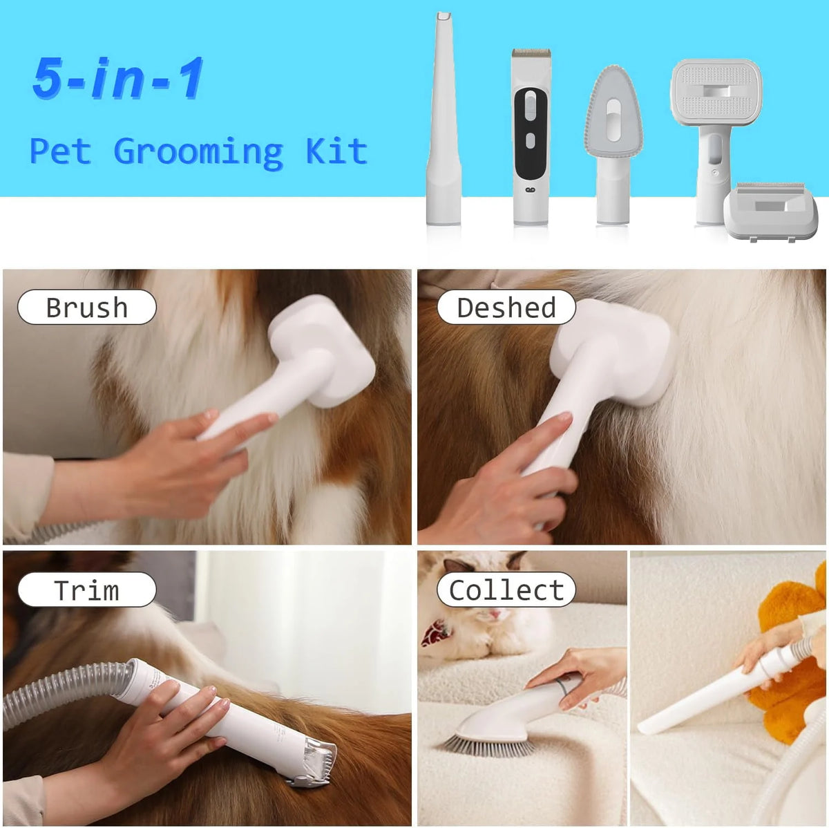 5 in 1 Pet Grooming Vacuum Kit O98803
