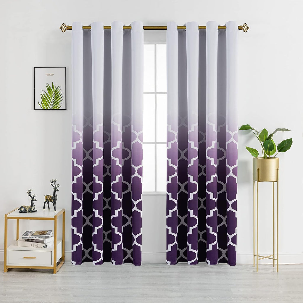 Grey 84 inch 2 Panels Gradient Color Curtains Z764681